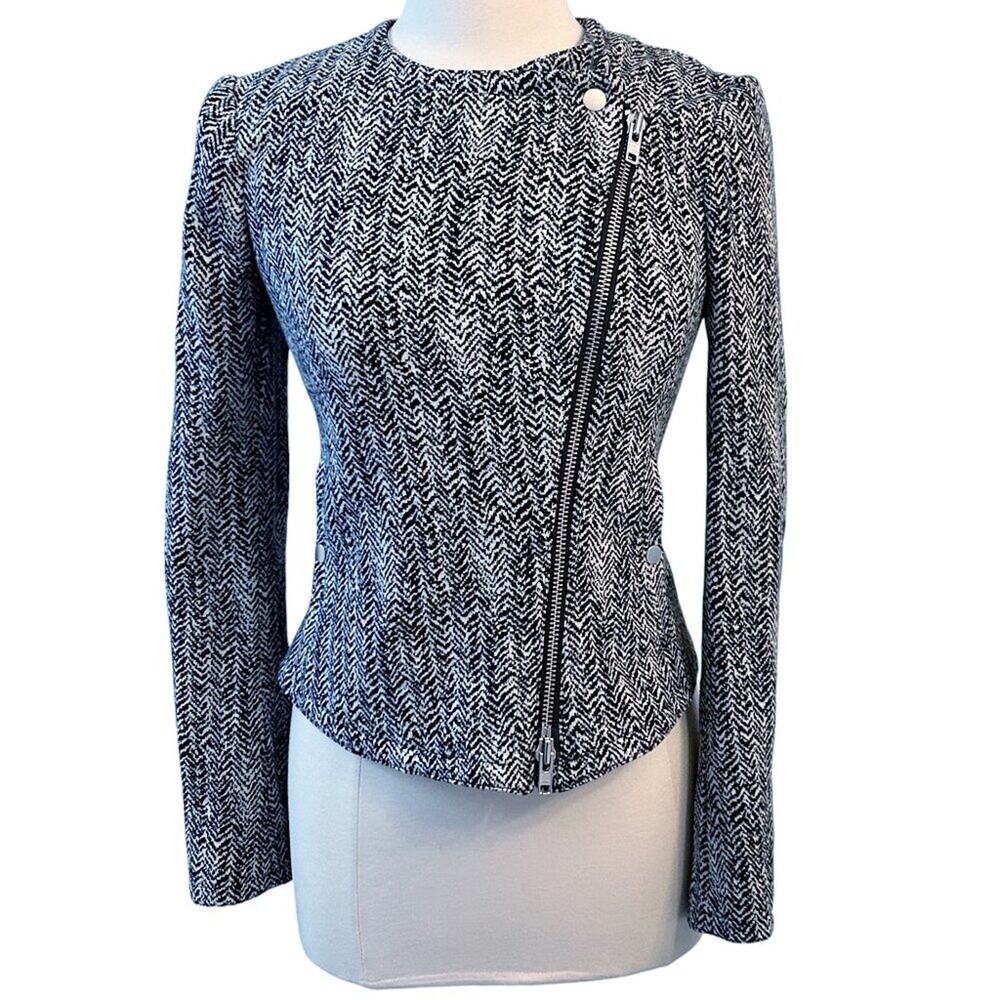 THEORY Joean Herringbone Leather Trim Jacket 4